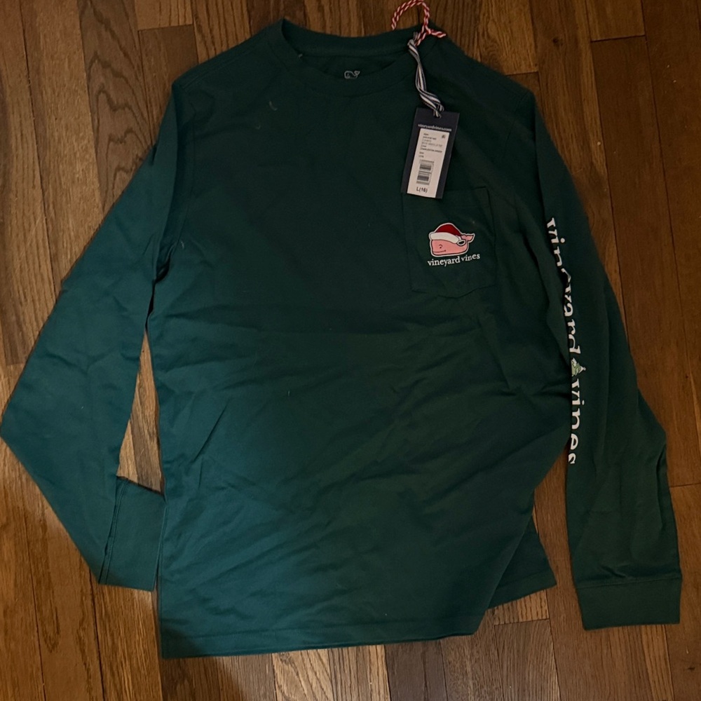 Vineyard Vines Dark Green Logo Long Sleeve Tee